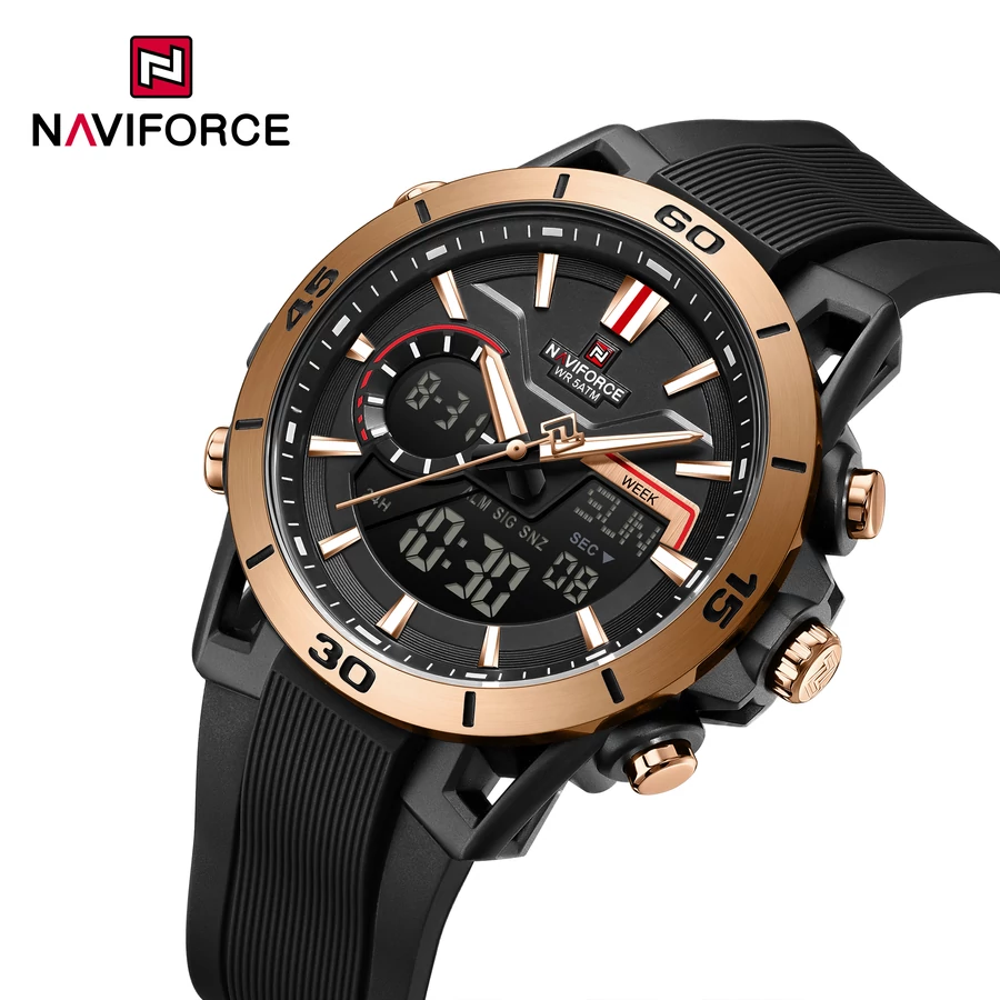 Naviforce Isaac analóg-digitális számlap részlet