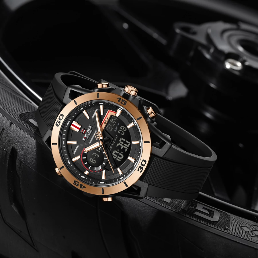 Naviforce Isaac fekete rose gold férfi karóra részlet