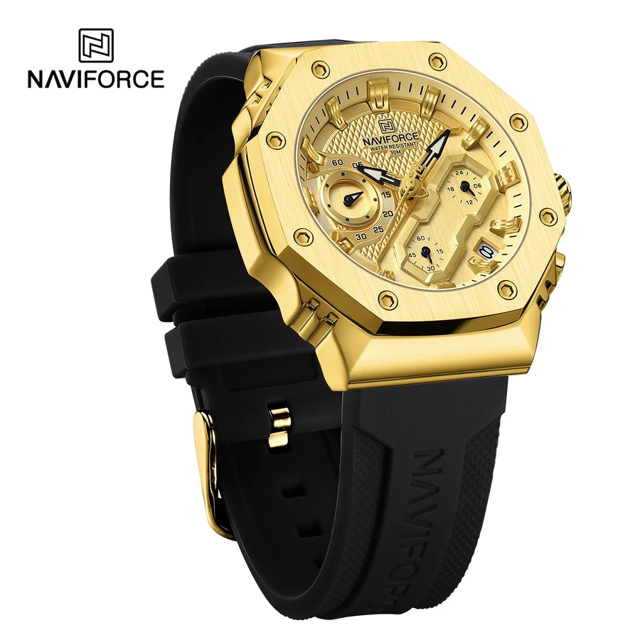 Naviforce Demon férfi karóra arany-fekete részletekkel