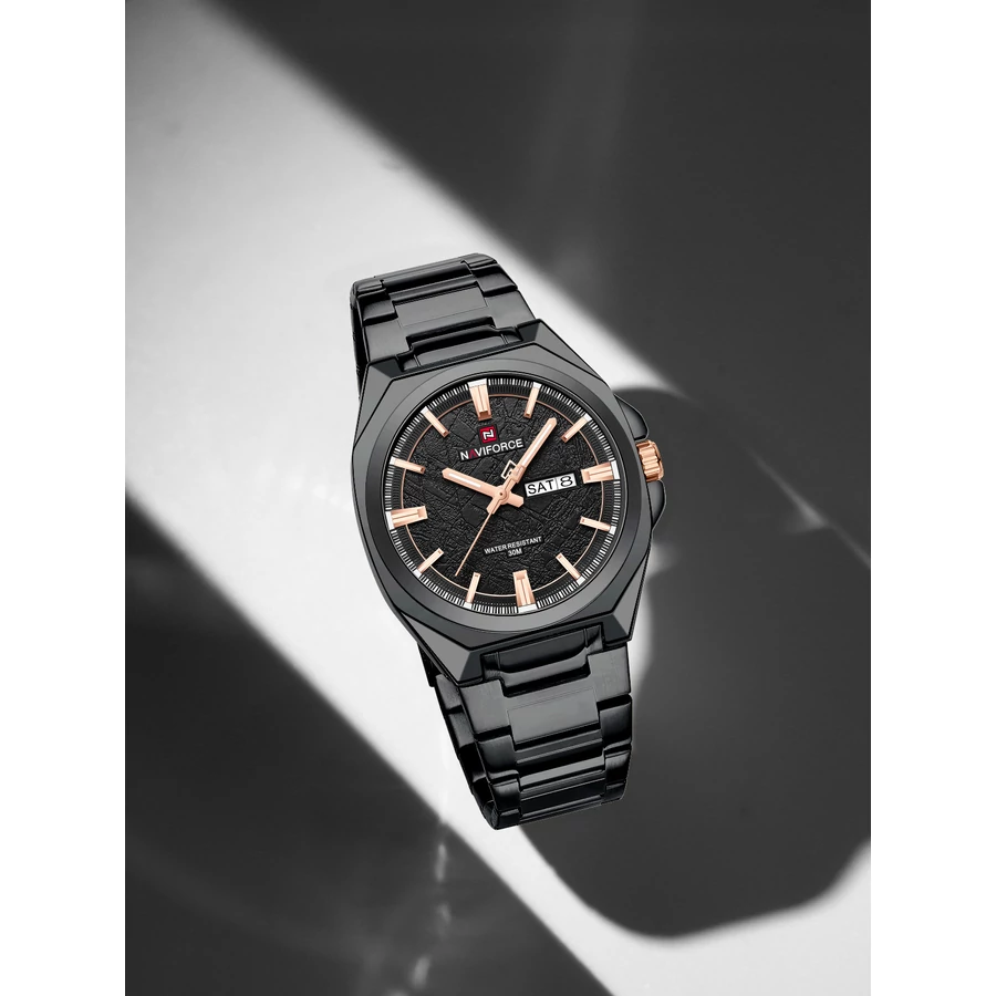 Naviforce Levi fekete rose gold férfi karóra részlet